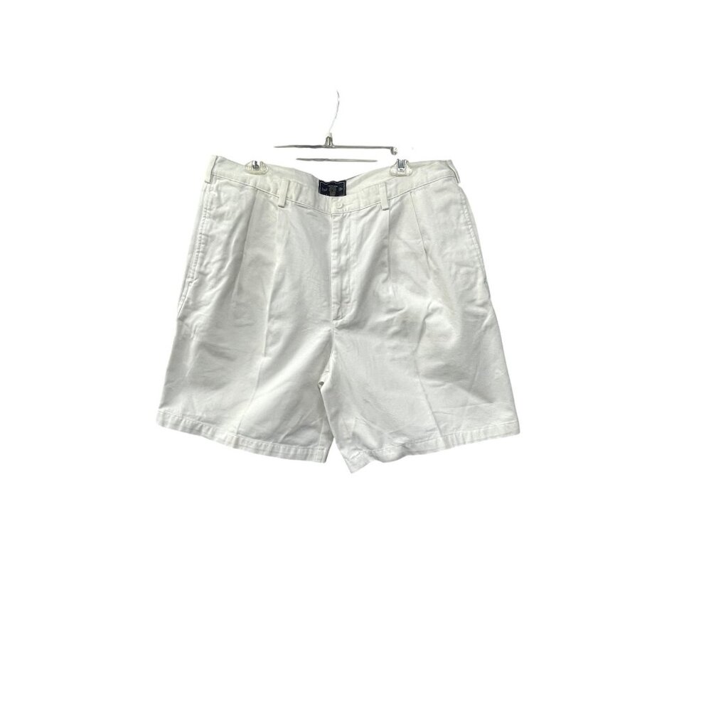 SADDLEBRED Men's Size 38 White Pleated Chino Shorts 100% Cotton Casual